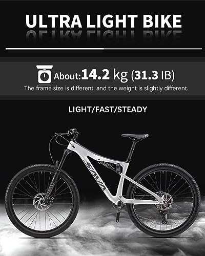 SAVADECK Carbon Fiber Mountain Bike Dual Suspension Bicycle White - Image 6