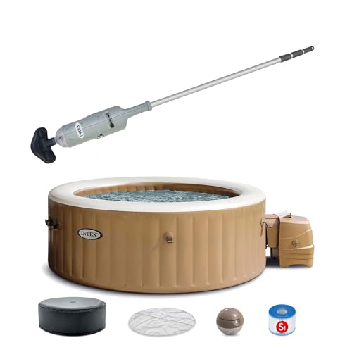 Intex Handheld Above Ground Pool Vacuum Cleaner with 2 Brush Heads and Inflatable Hot Tub Spa Gray