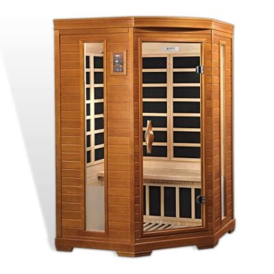 DYNAMIC SAUNAS Hemming 2 Person Infrared Corner Sauna Dark Honey Stain