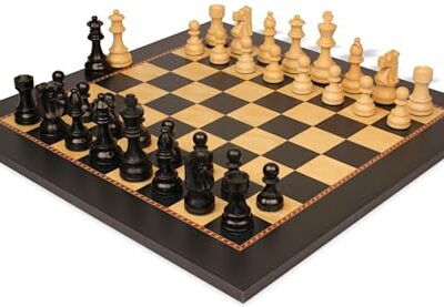 The Chess Store French Lardy Staunton Chess Set with Queen's Gambit Board - 3.75" King