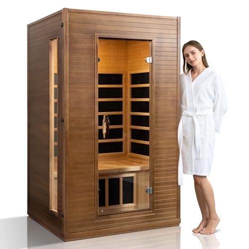 amocane Infrared Sauna 1-2 Person Cedar Wood with Bluetooth