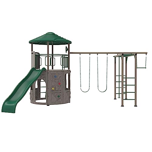 Lifetime Adventure Tower Deluxe Swing Set Playset Earthtone