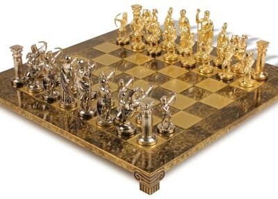 The Chess Store Archers Theme Chess Set Bronze & Blue Copper Pieces Brown Board