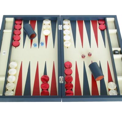 Zaza & Sacci 23-Inch Leather Backgammon Set Large Blue
