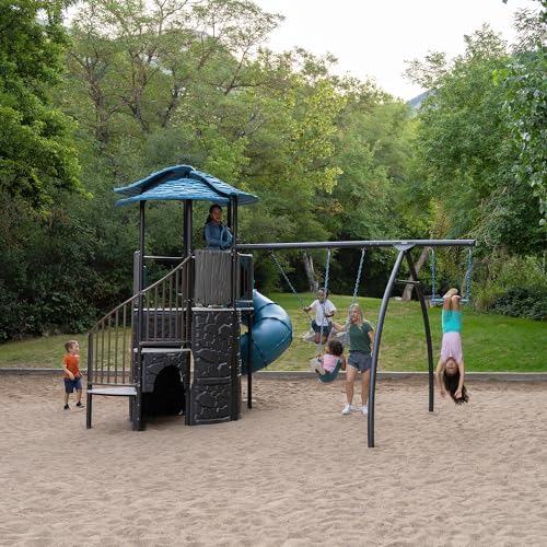 Lifetime Adventure Castle Swing Set Playset with Tube Slide Blue - Image 4