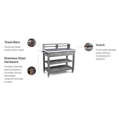 Afuera Living Traditional Wood Potting Bench with Steel Top Grey - Image 5