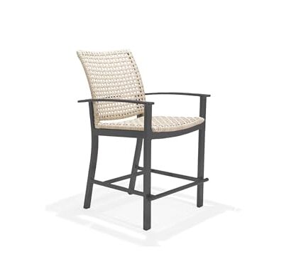 Winston Jasper Balcony Stool Textured Pewter Frame Finish/Beechwood Weave