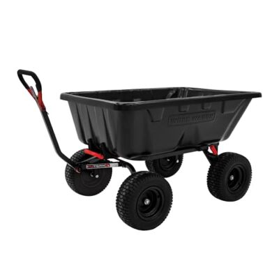 Yutrax Towable Poly Cart WW16P, 16 cu. ft. Capacity, Easy Dump, Black