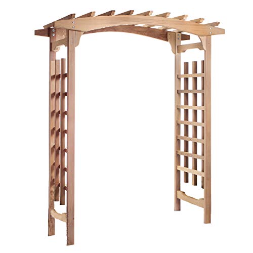 All Things Cedar PA96 Garden Arbor Red - 6-Ft Handcrafted Wooden Trellis for Climbing Plants, Easy Assembly, Weather Resistant