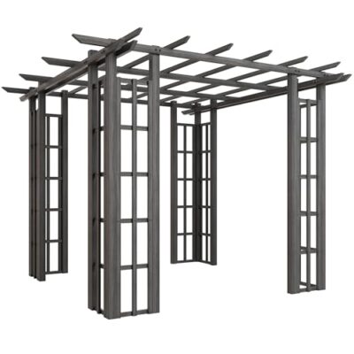 Outsunny 9' x 9' Vinyl Pergola Dark Gray