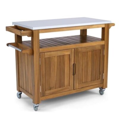 Pemberly Row Modern Outdoor Cart Brown