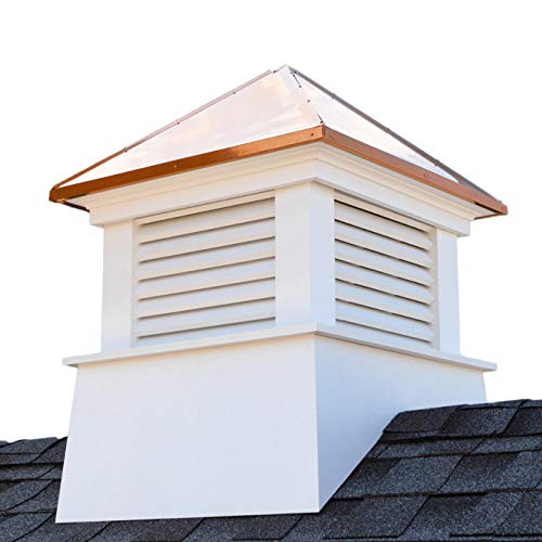 Good Directions Vinyl Manchester Louvered Cupola with Copper Roof, 16" x 32", White