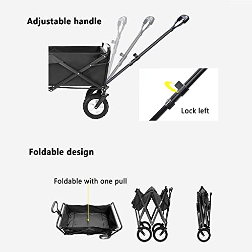 5sssallefaa Folding Utility Wagon Pull Along Cart for Outdoor Use, 60kg Load-Bearing - Image 3