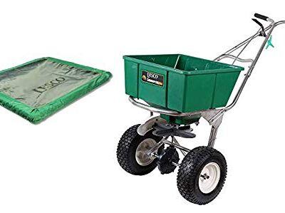 Lesco High Wheel Walk-Behind Fertilizer Spreader with Hopper Cover Bundle