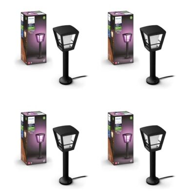 Philips Hue Econic Outdoor Smart Pathway Light Black - 4 Pack LED Walkway Lights