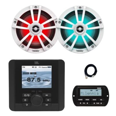 Enrock Marine JBL JAM5000N Marine USB Bluetooth AM/FM/WB Radio Receiver with Remote & 2x 6.5" Speakers White LED