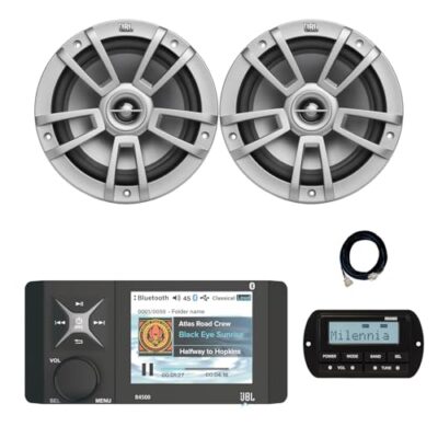 Enrock Marine JBL Wake Series R4500 Marine USB Bluetooth Radio Receiver with Speakers Gray