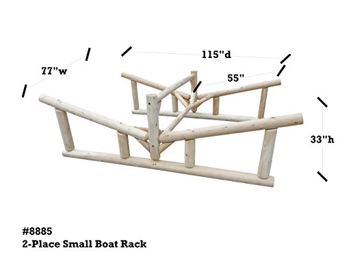 Log Kayak Rack 2-Place Rowboat Rack Unfinished - Image 2
