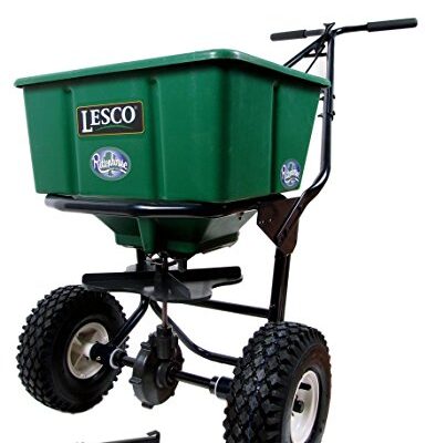 Lesco 50 Lb. Push Spreader with Rittenhouse Caddy Green Black