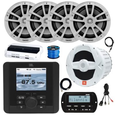 Enrock Marine JBL JAM5000N Marine Bluetooth Receiver with Speakers and Subwoofer White