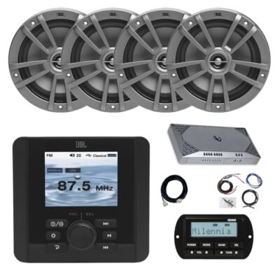 Enrock Marine JBL JAM5000N Marine Radio Receiver with 4-Channel Amplifier & 4x 6.5" Speakers Gray