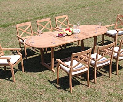 TeakStation 8 Seater Grade-A Teak Wood 9 Pc Dining Set Teak