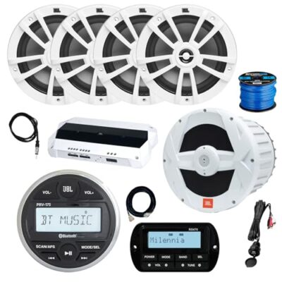Enrock Marine JBL PRV-175 Marine Bluetooth Receiver with 10" Subwoofer & 4x 6.5" Speakers White