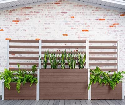 Vita Urbana 11-Foot Embossed Vinyl Parklette Planter Combo with Trellis Espresso Brown