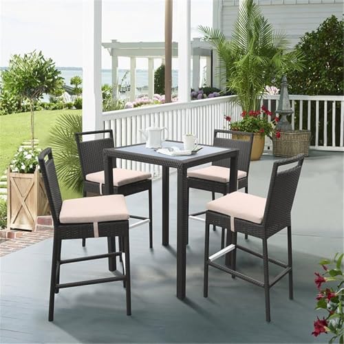 Armen Living Tropez Patio Wicker Bar Set Black - Image 2