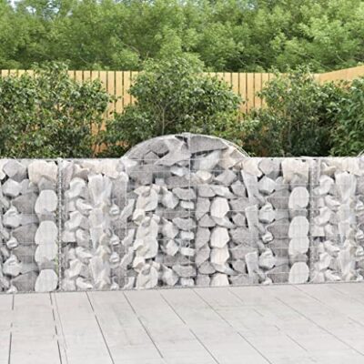 Arched Gabion Baskets 4 pcs Galvanized Iron Outdoor Plant Pots White Black