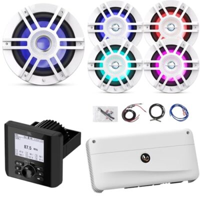 Enrock Marine Bluetooth AM/FM Radio with 4X 6.5" 300W Speakers, 10" 900W Subwoofer & 5-Channel Amplifier