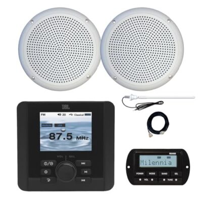 Enrock Marine JBL JAM5000N Marine Radio Receiver with 2x 5.25" Speakers and Remote White