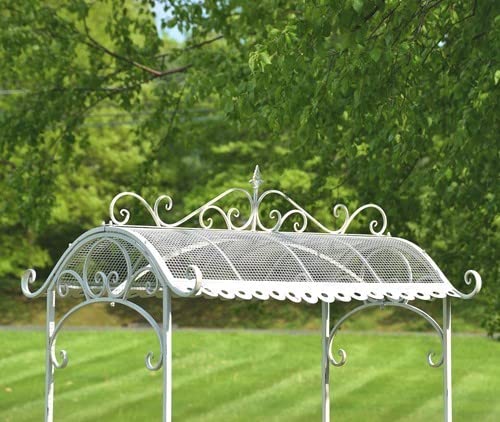 Zaer Ltd. Large Metal Commercial Flower Cart Display with Roof Antique White - Image 3