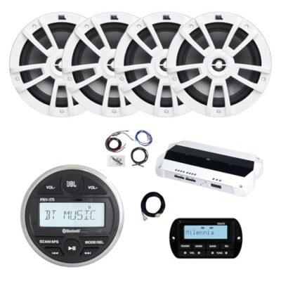 Enrock Marine JBL PRV-175 Marine Stereo Receiver with 4x 8" Speakers White
