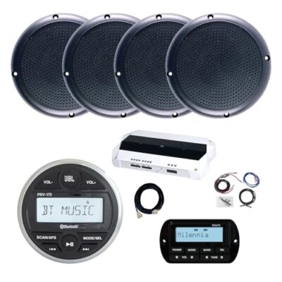 Enrock Marine JBL PRV-175 Bluetooth AM/FM Receiver with Install Kit & 4x 5.25" Speakers White
