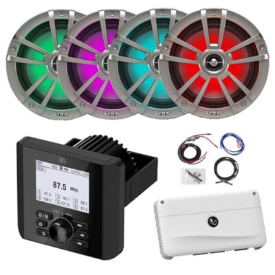 Enrock Marine Bluetooth AM/FM Radio with 4x 6.5" 225W Titanium Speakers & 4-Channel Amplifier