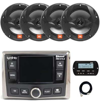 Enrock Marine Infinity PRV-315.2 Marine Radio Receiver & 6.5" Black Speakers