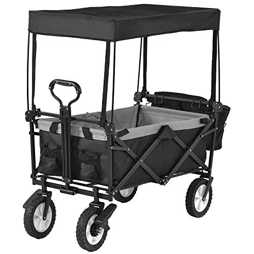 5sssallefaa Pull Along Folding Wagon Trolley Cart with Canopy