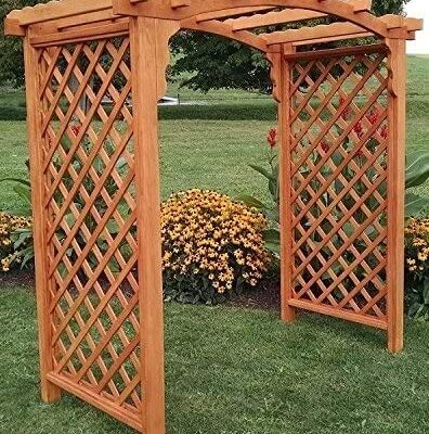 Backyard Crafts Amish-Made Jamesport Style Cedar Arbor 4' Wide Walnut Stain