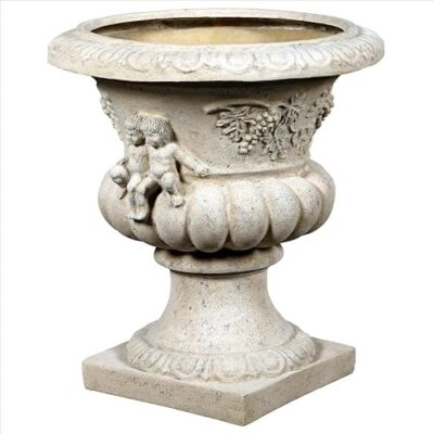 Design Toscano Grape Harvest Cherub Architectural Garden Urn Roman Stone
