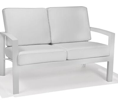 Winston Whitlock Cushion Loveseat Smooth White/Canvas Natural