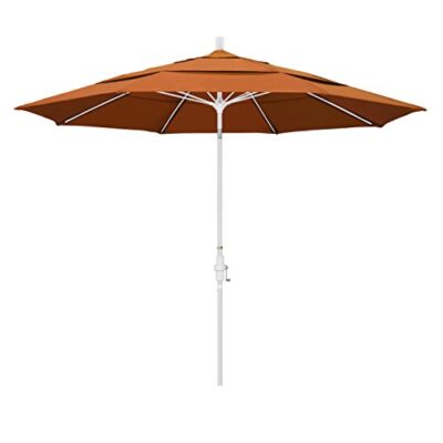 California Umbrella 11' Round Crank Lift Patio Umbrella Aluminum Pole Fiberglass Rib Tuscan