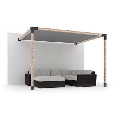 TOJAGRID Wall Mount Pergola Kit with Shade SAIL for 4x4 Wood Posts 10x10 Black