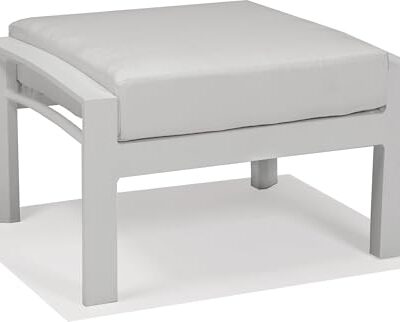 Winston Whitlock Cushion Lounge Ottoman Smooth White/Canvas Natural