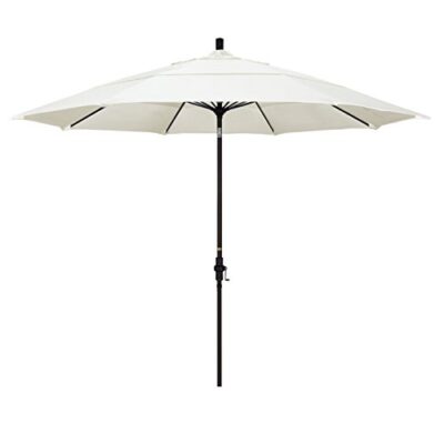 California Umbrella 11' Round Crank Lift Patio Umbrella Bronze Finish Sunbrella Canvas