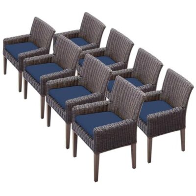 Afuera Living Contemporary Patio Dining Arm Chair Set of 8 Extra Navy Covers