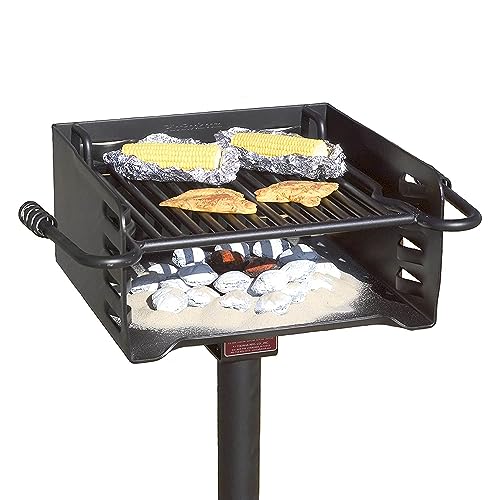 Pilot Rock Heavy Duty Steel Outdoor BBQ Charcoal Grill with 360 Degree Swivel Post Black - Image 9