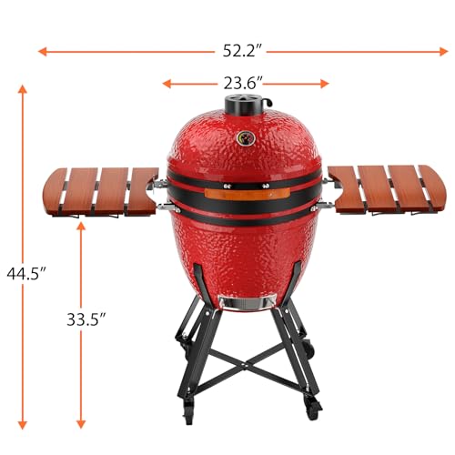 ROOMTEC 23.5-Inch Kamado Charcoal Grill Portable Camping Grill Blaze Red - Image 9