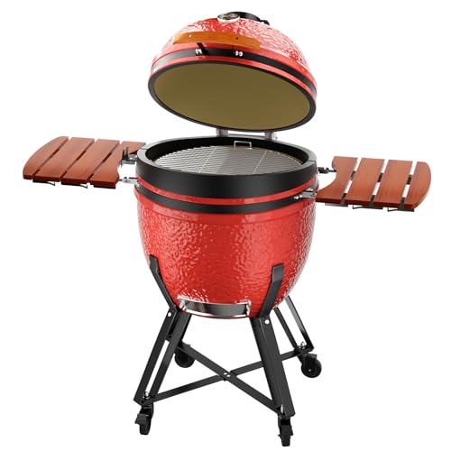 ROOMTEC 23.5-Inch Kamado Charcoal Grill Portable Camping Grill Blaze Red - Image 3
