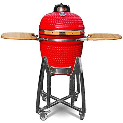 London Sunshine Ceramic Kamado Charcoal BBQ Grill 18 Inch Red